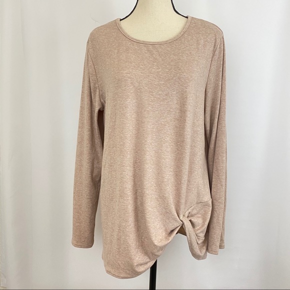New Women’s Tan Knotted Athleisure Tunic - Picture 1 of 5